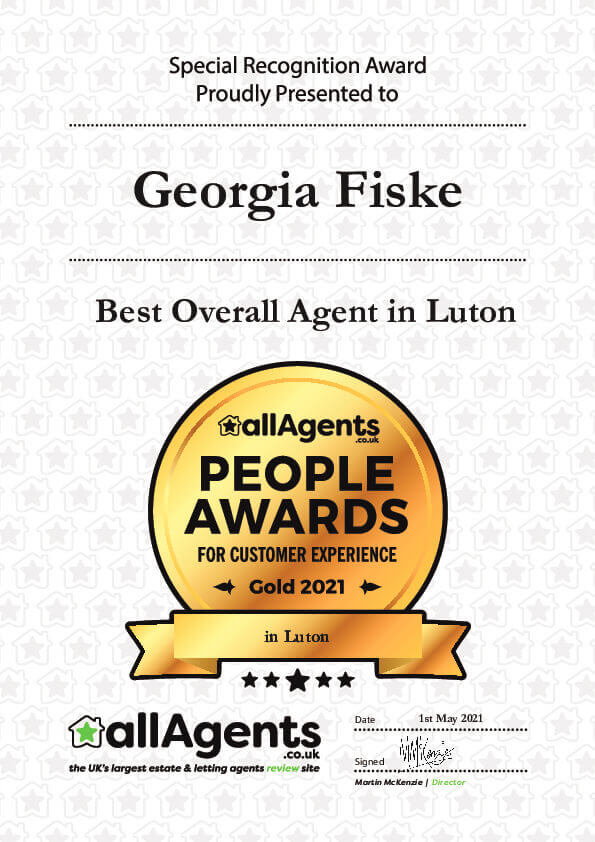 AllAgents Award 2 georgia best overal agent in Luton