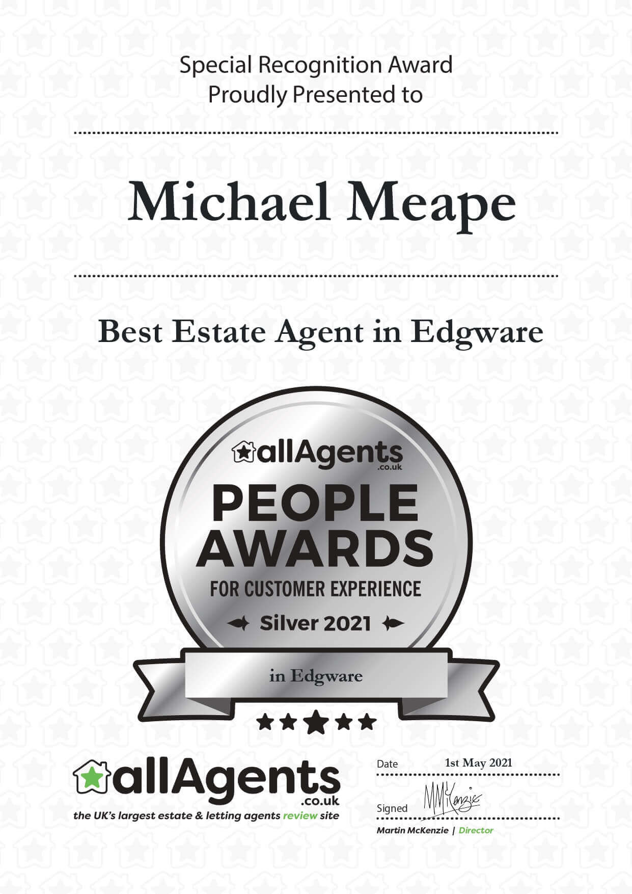 AllAgents Award 2021 SILVER MICHAEL